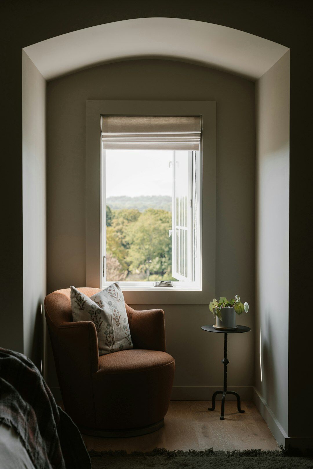 cozy reading nook with book