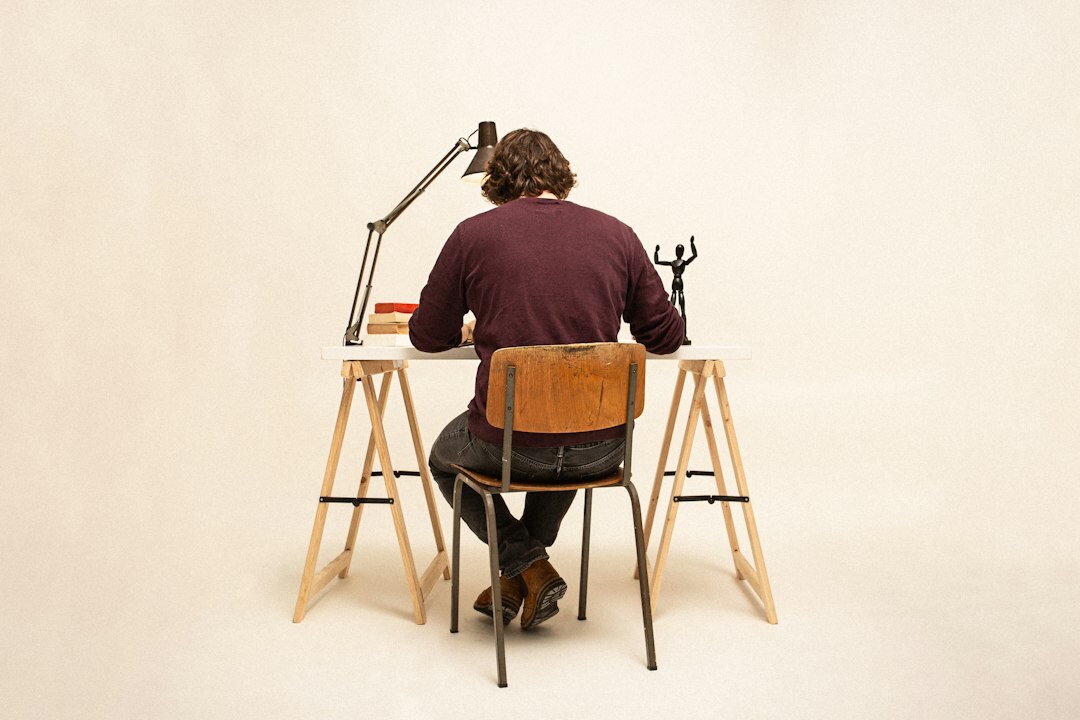 mystery writer at desk